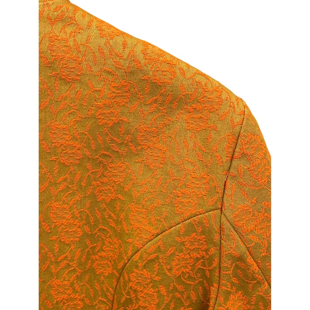 Vintage Gold Brocade Mandarin Collar Jacket Asian Inspired Mod Boho Retro - Picture 4 of 7